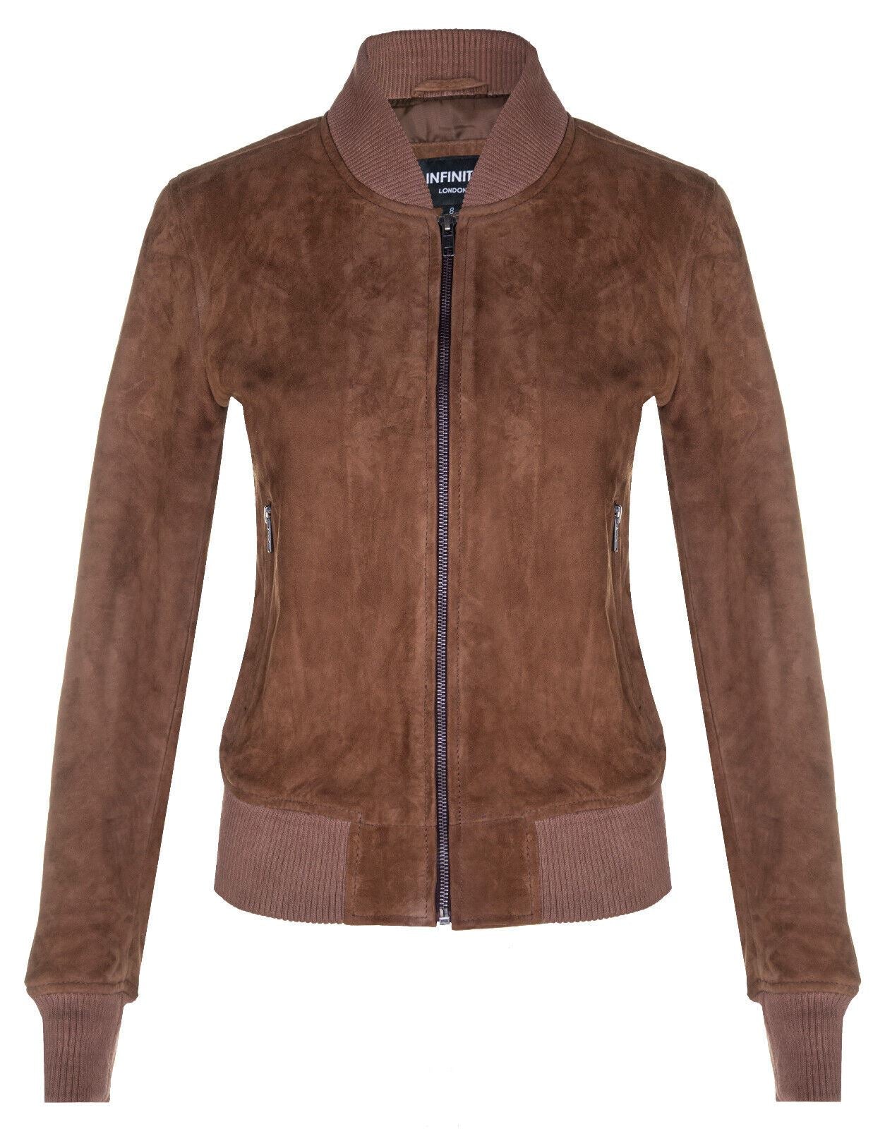 Womens Classic MA-1 Suede Bomber Jacket-Newbury