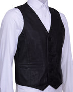 Mens Leather Waistcoat Formal Traditional Gilet Vest