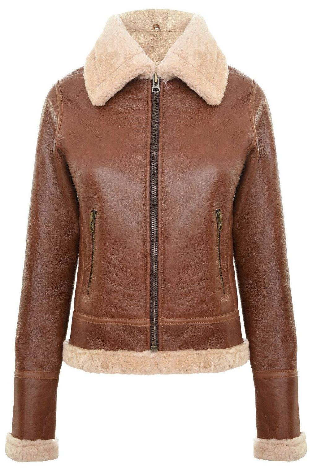 Womens Tan B3 Sheepskin Flying Jacket-Kano