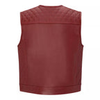 Men Diamond Stitch Real Leather Sleeveless Motorcycle Biker Best for Tall Rider