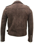 Mens Goat Suede Leather Brando Biker Jacket-Melbourne