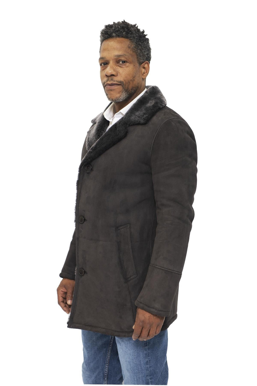 Mens Sheepskin Classic Car Coat-Avondale