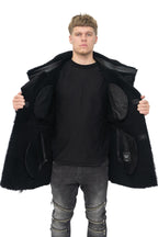 Mens Double Breasted Sheepskin Reefer Coat-Candon