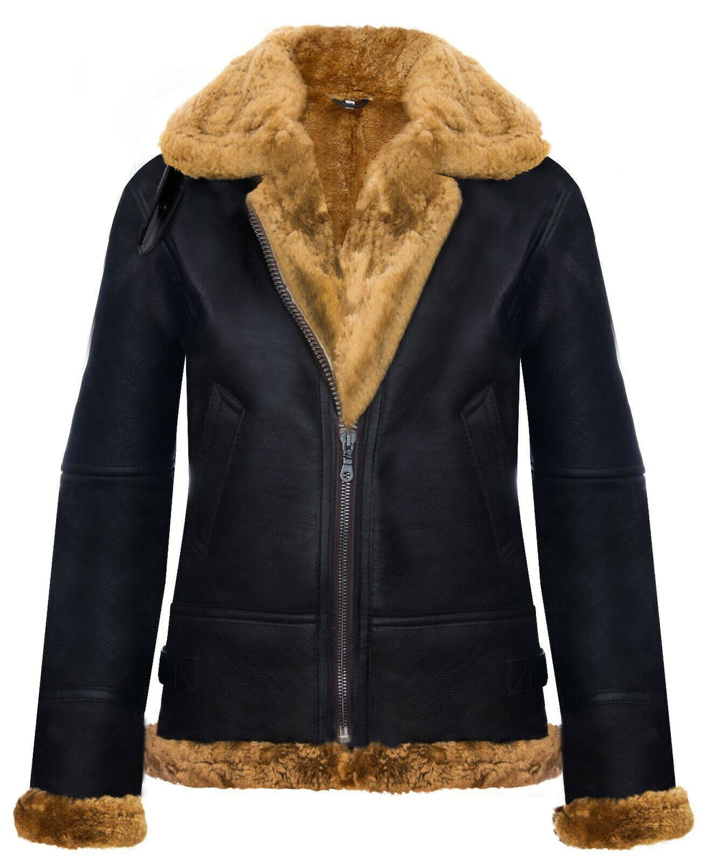 Womens Hooded Sheepskin Flying Leather Jacket-Palermo