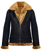 Womens Hooded Sheepskin Flying Leather Jacket-Palermo