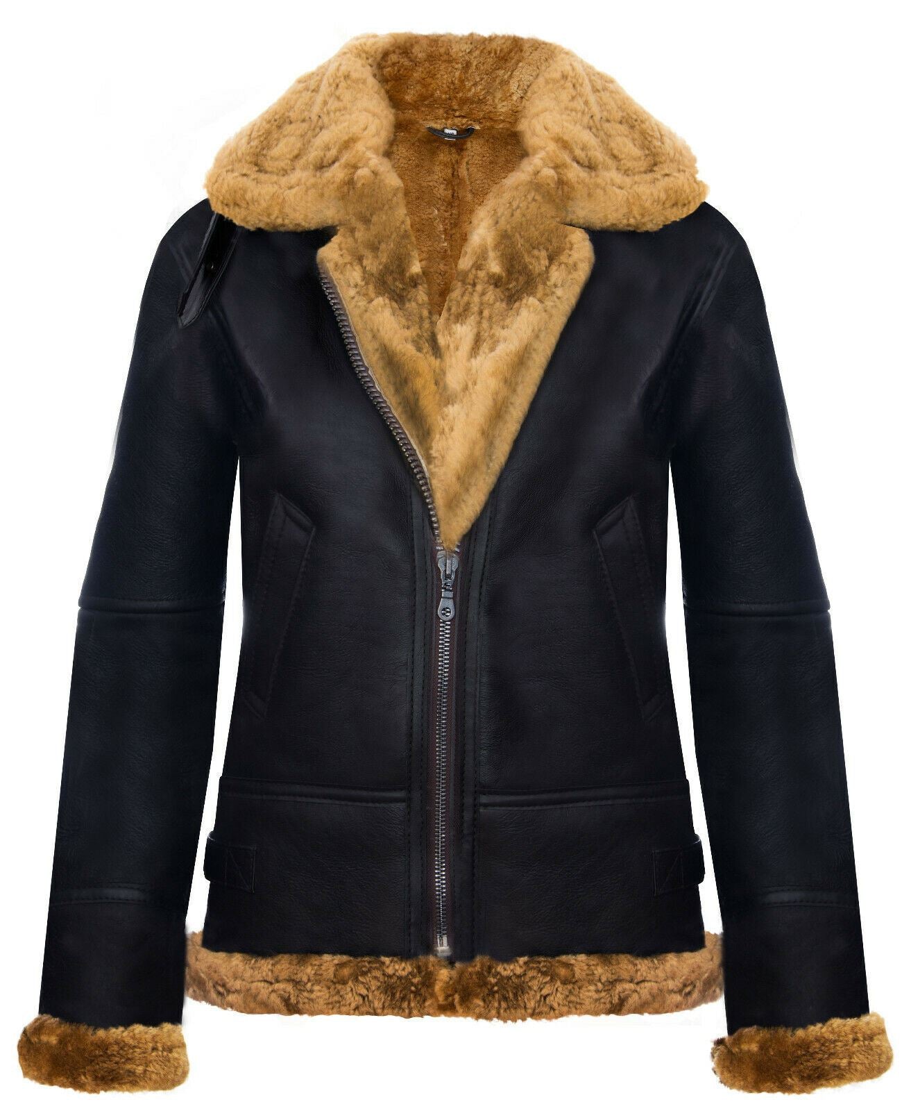 Womens Hooded Sheepskin Flying Leather Jacket-Palermo