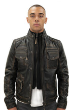 Men's Leather Retro Biker Jacket-Toronto