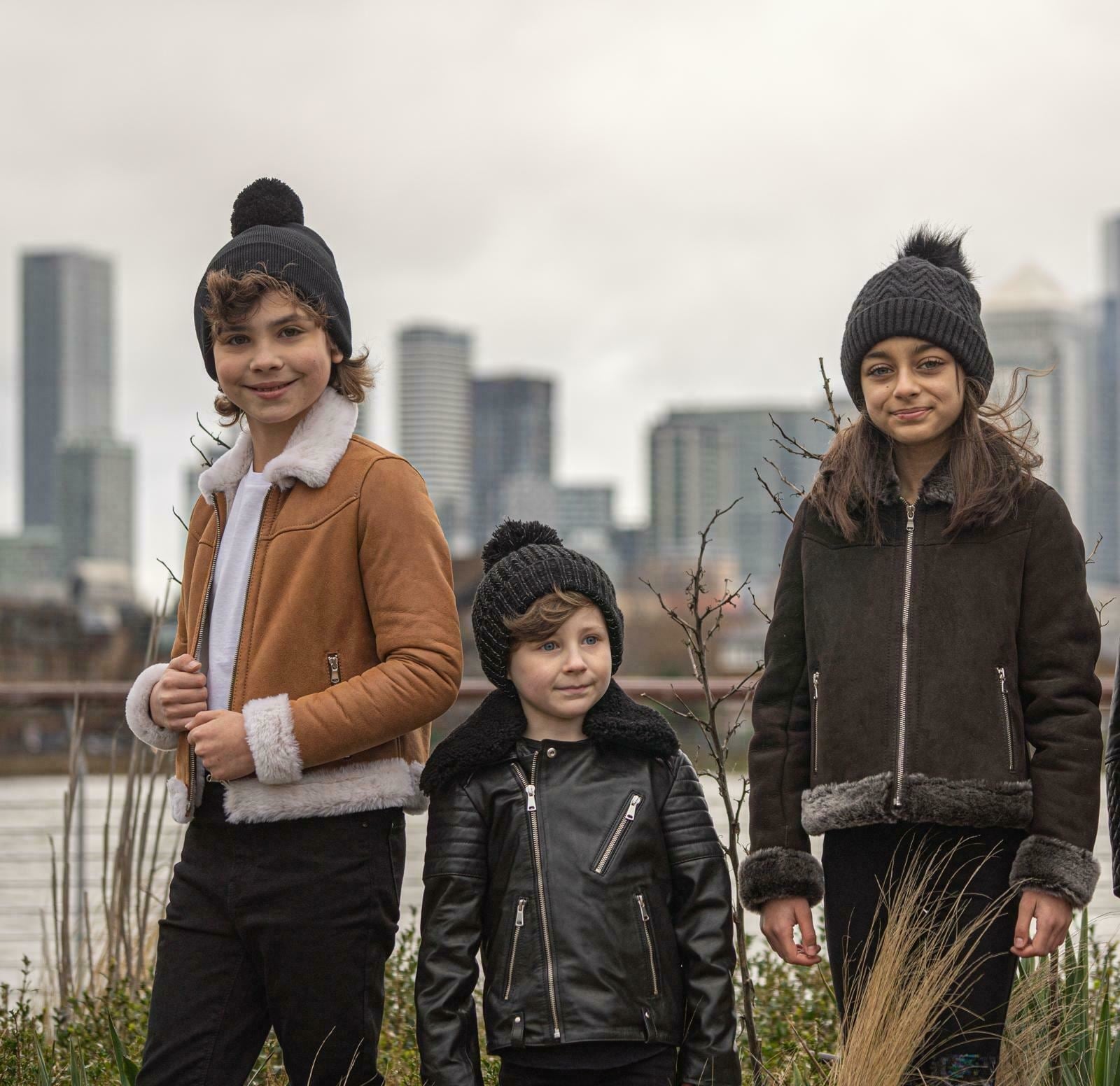 Kids Jackets Boys 100% Leather Detachable Collar Biker Jackets (3-13 Years)