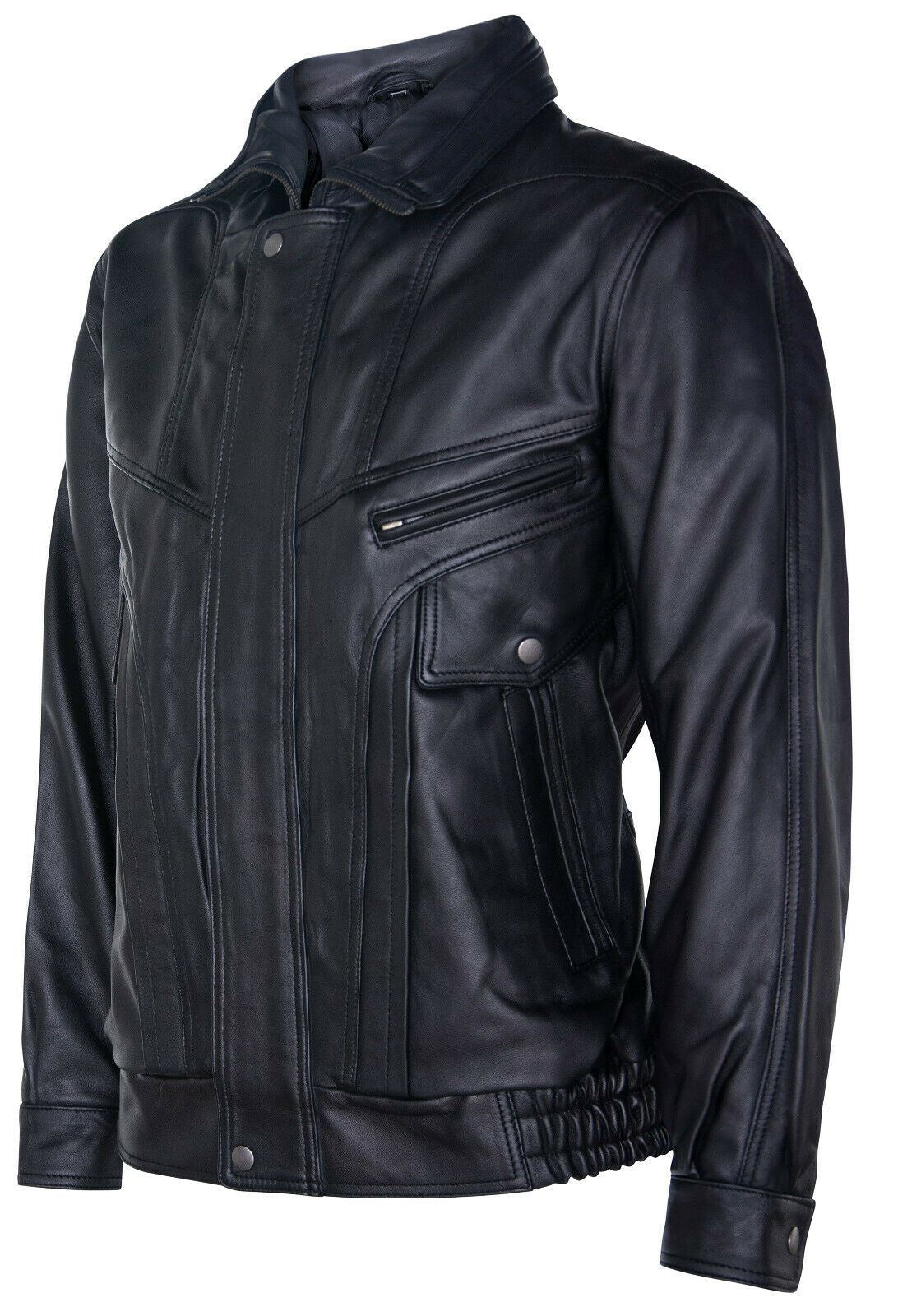 Mens Leather Bluson Tailored Bomber Jacket