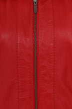 Women's Classic Red Nappa Leather Jacket DEBBIE - Soft Real Leather