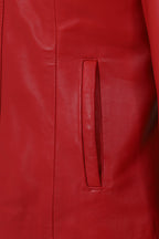 Women's Classic Red Nappa Leather Jacket DEBBIE - Soft Real Leather