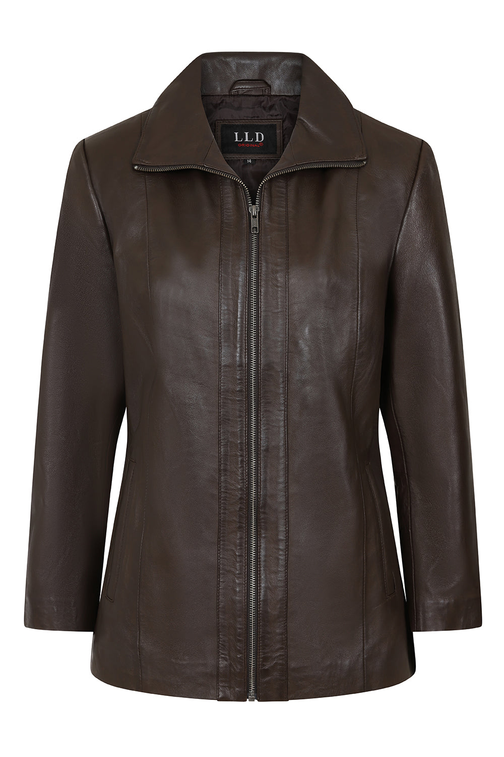 Women's Classic Brown Nappa Leather Jacket - DEBBIE
