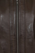 Women's Classic Brown Nappa Leather Jacket - DEBBIE