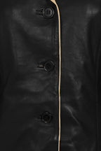 MOLLY Women's Classic Button Front Genuine Nappa Leather Jacket