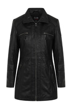 ALEXA Women's Hip Length Black Lamb Nappa Leather Jacket