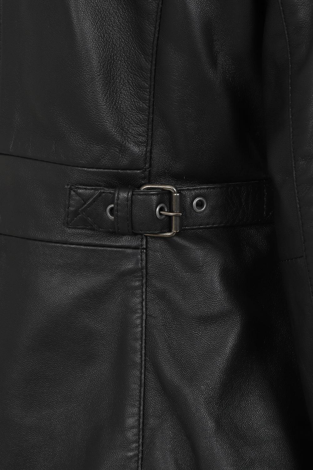 ALEXA Women's Hip Length Black Lamb Nappa Leather Jacket