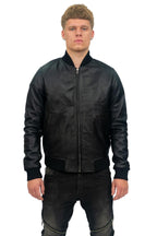 Mens Retro Varsity Leather Bomber Jacket-Pretoria