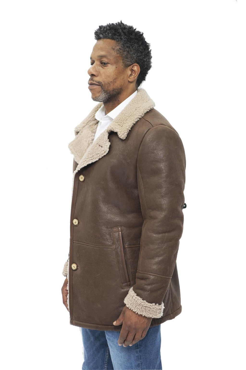 Mens Classic Sheepskin Leather Crombie Jacket-Brisbane