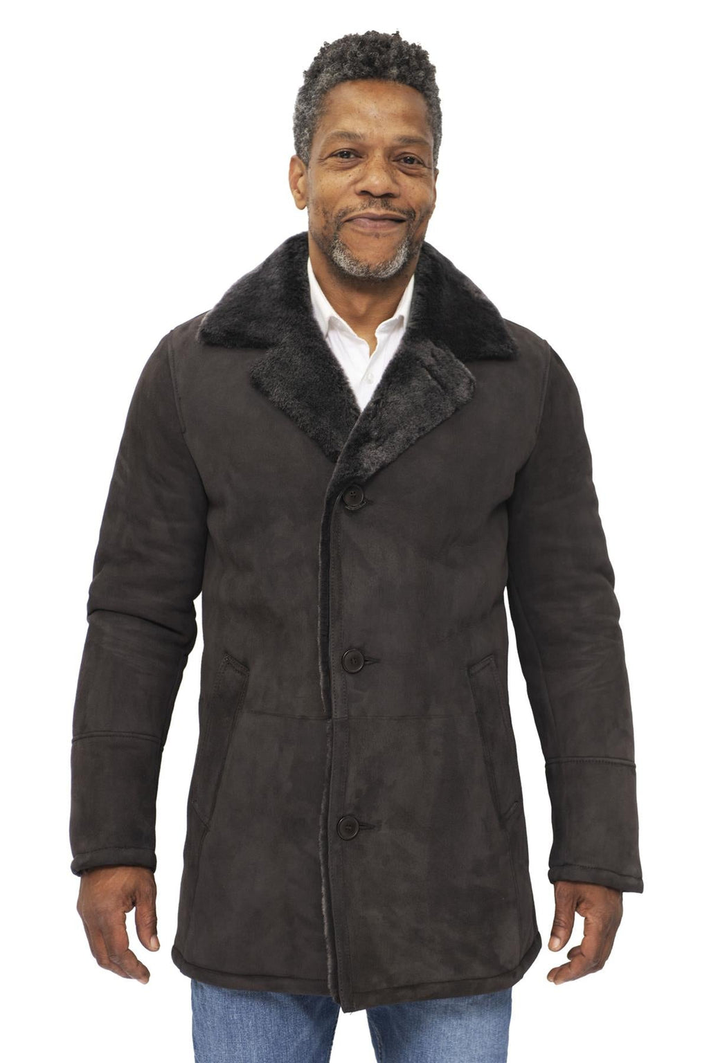 Mens Sheepskin Classic Car Coat-Avondale