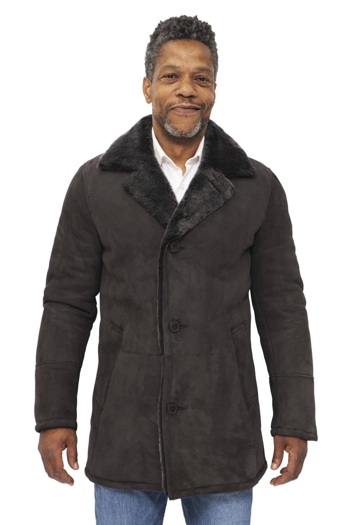 Mens Sheepskin Classic Car Coat-Avondale