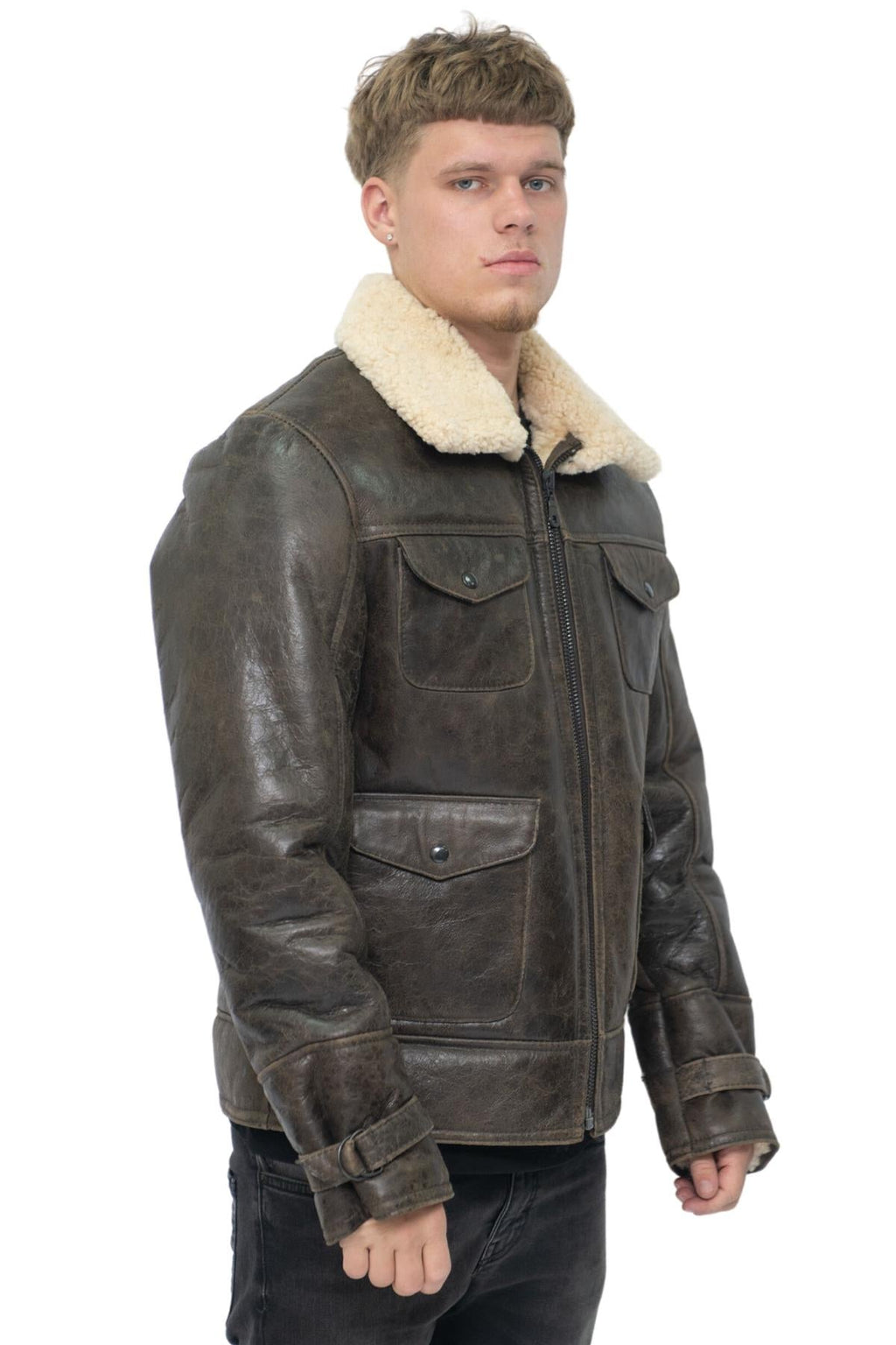 Mens Sheepskin Classic Safari Jacket-Arezzo