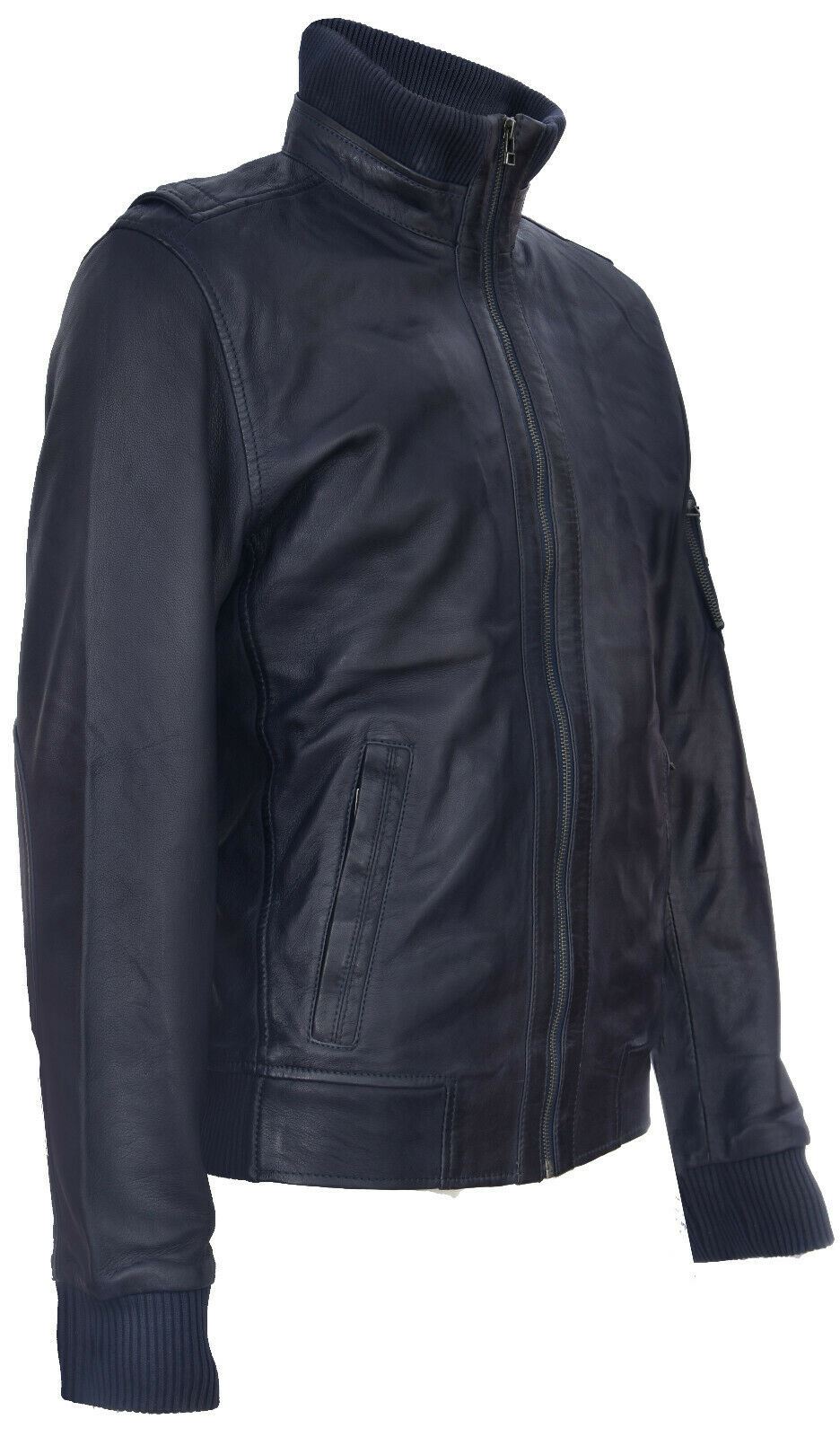 Mens Leather Varsity Bomber Jacket-Adana