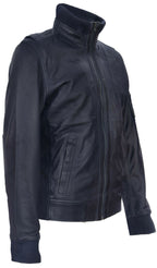 Mens Leather Varsity Bomber Jacket-Adana