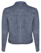 Mens Suede Trucker Shirt Denim Leather Jacket
