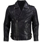 Men Slim Lambskin Leather Coat Motorcycle