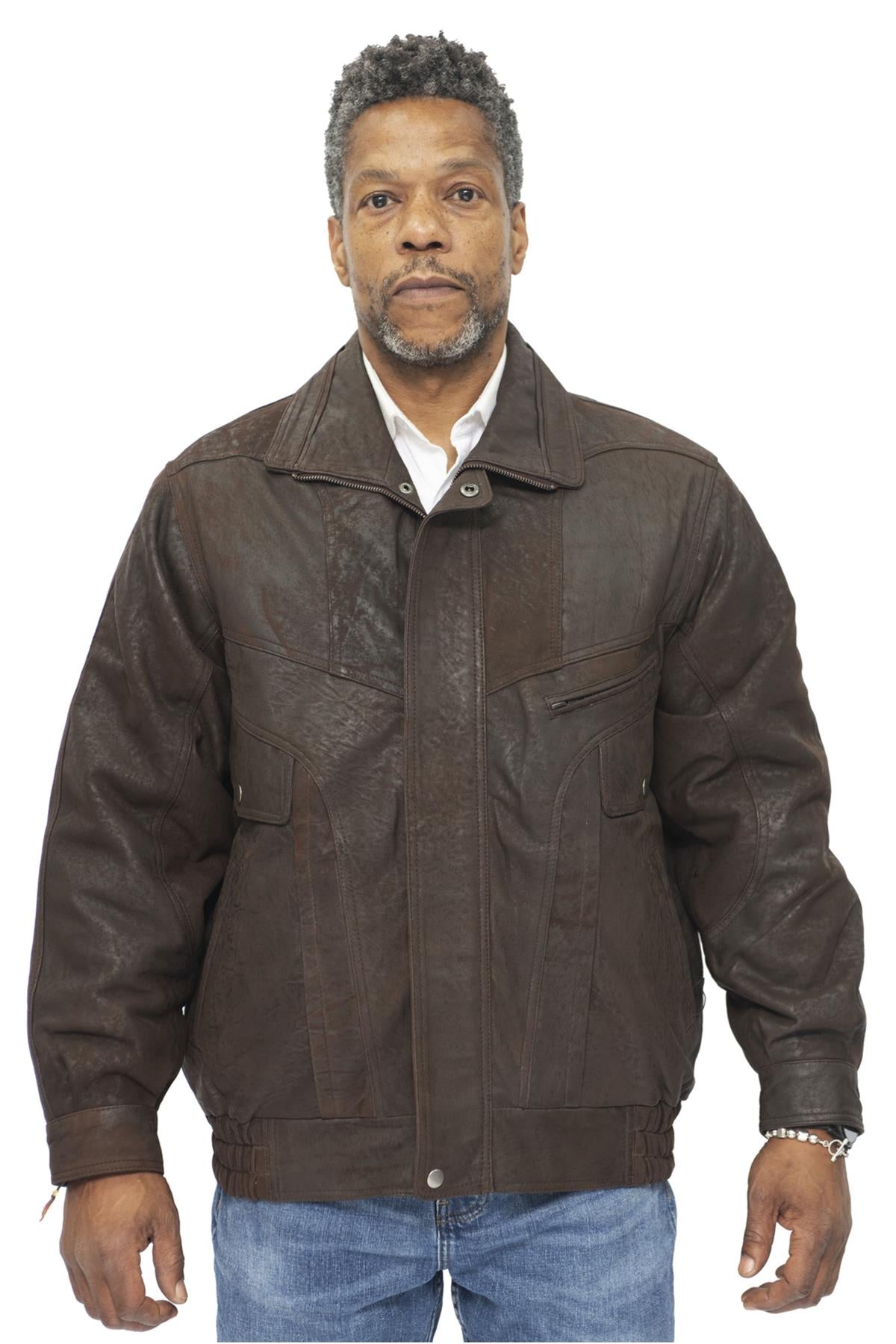 Mens Classic Harrington Bomber Leather Jacket-Minsk