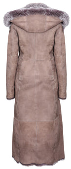 Womens Suede Toscana Sheepskin Hooded Trench Coat-Fribourg