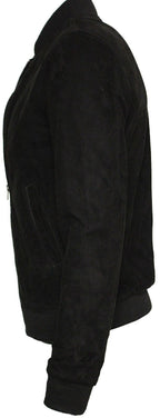 Mens Varsity Soft Suede Leather Bomber Jacket
