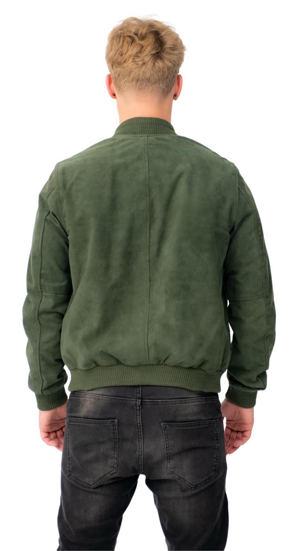 Mens Retro Goat Suede Varsity Leather Bomber Jacket-Athens