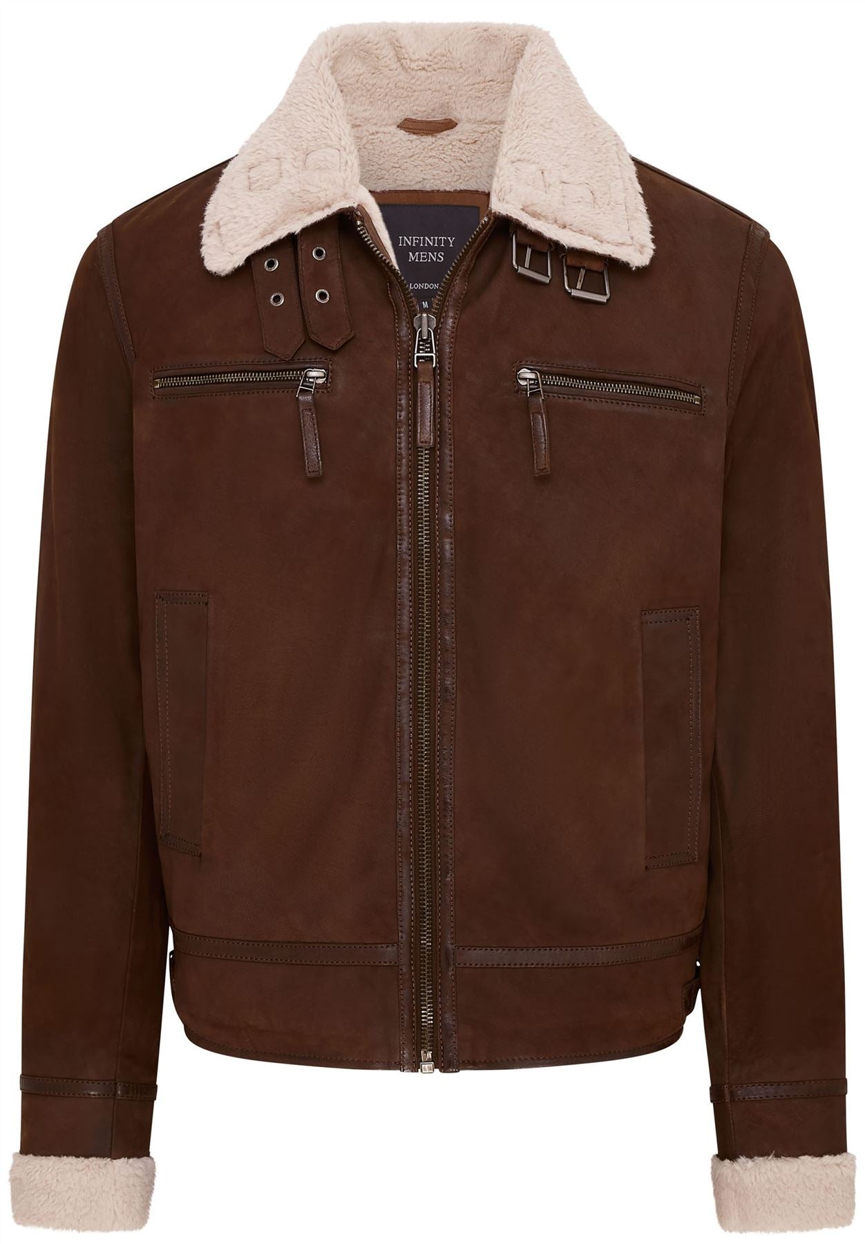 Mens Real Sheep Suede Bomber Aviator Jacket - Sandnes