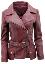 Womens Long Leather Biker Jacket-Quito