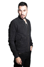 Mens Retro Goat Suede Varsity Leather Bomber Jacket-Athens