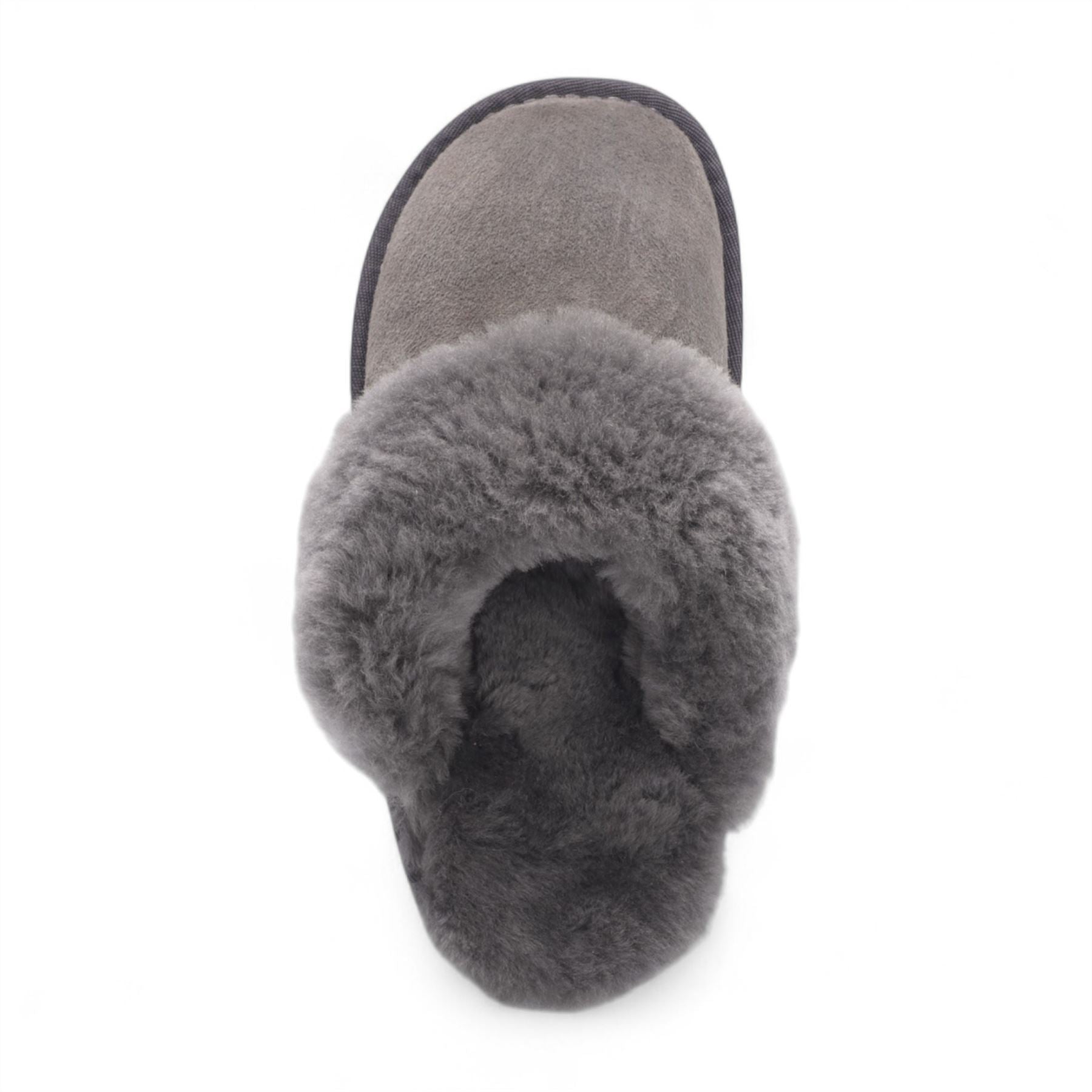 Women's Genuine Sheepskin Grey Suede Mule Winter Slippers - Luna