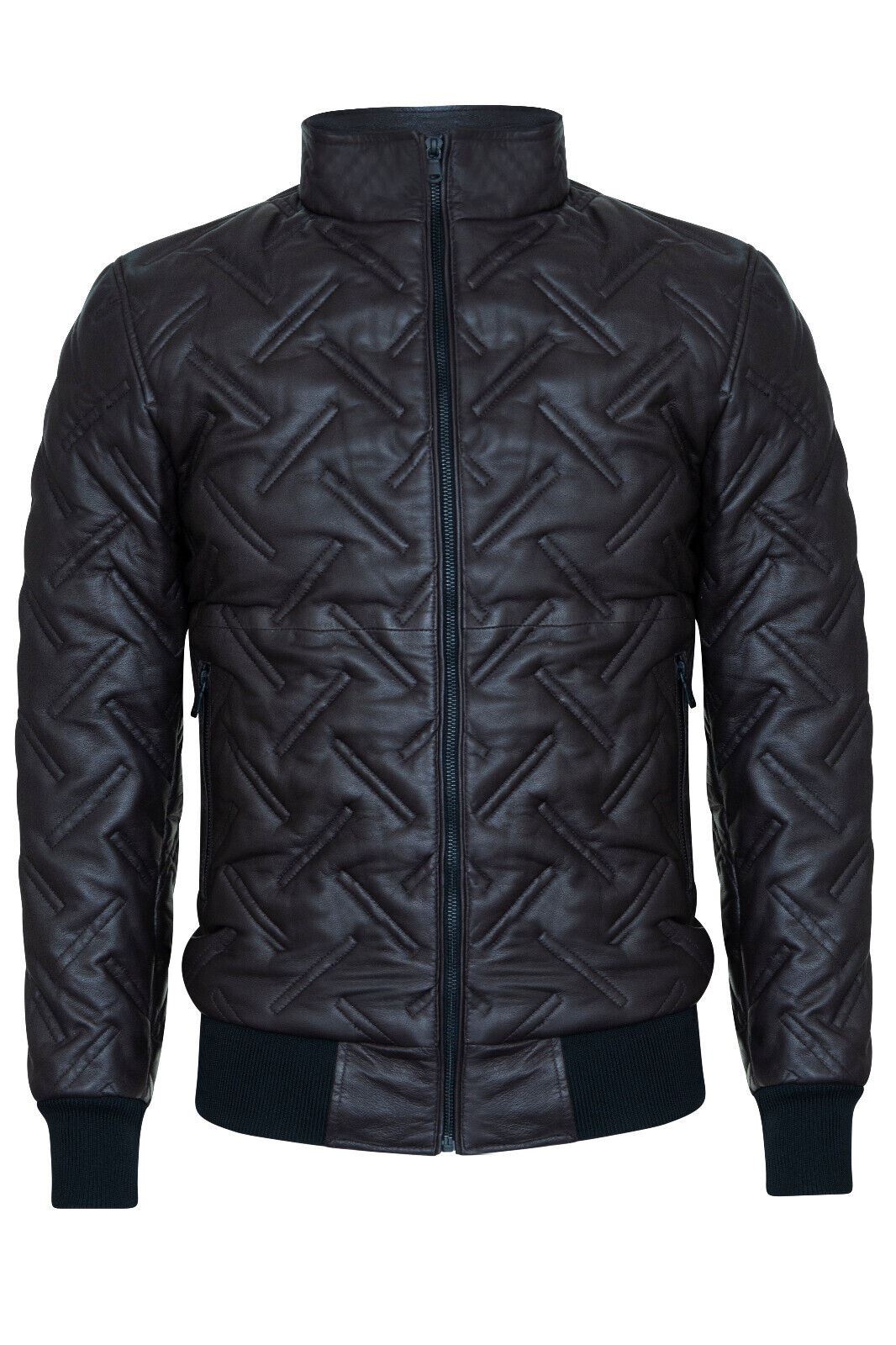 Mens Quilted Leather Bomber Jacket - Taunton