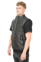 Mens Classic Leather Puffer Waistcoat-Nottingham