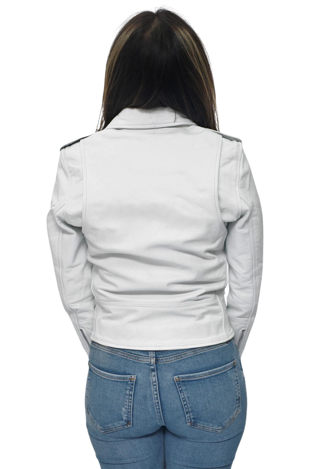 Women's Cowhide Brando Leather Biker Jacket-Murcia