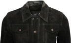 Mens Goat Suede Leather Trucker Jacket-Taraz