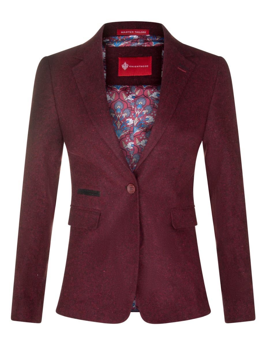 Womens 1920s  Wine Wool Classic Vintage Retro Blazer