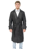 Mens Leather Full Length Trench Coat-Appleton