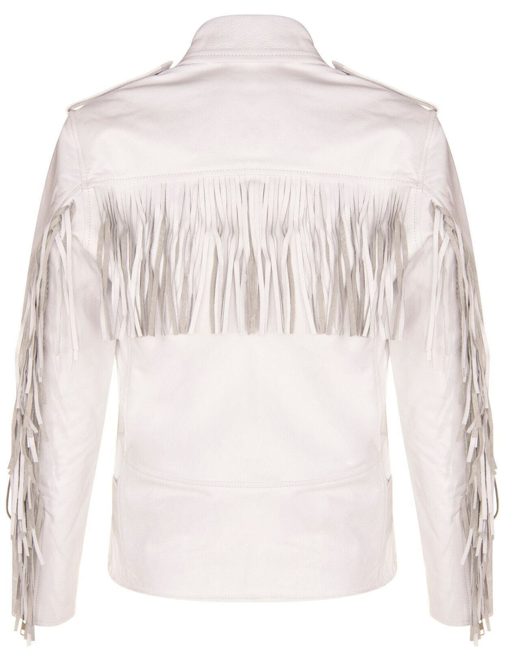 Mens Fringe Hide Leather Biker Jacket- Tokyo