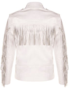 Mens Fringe Hide Leather Biker Jacket- Tokyo