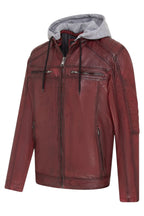 Men's Hooded Biker Lamb Leather Jacket - Burten