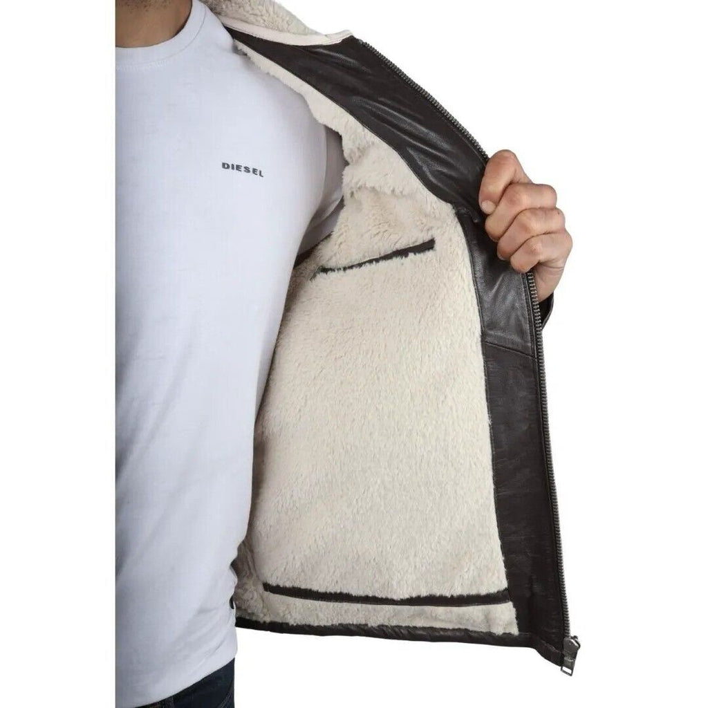 Men's Leather Quilted Biker Puffer Jacket - Brasília