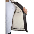 Men's Leather Quilted Biker Puffer Jacket - Brasília