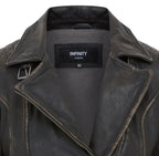 Womens Black Leather Brando Biker Jacket -  Finnsnes