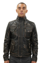 Men's Leather Retro Biker Jacket-Toronto